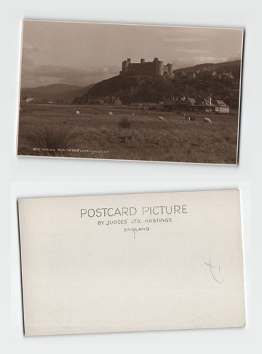 Postcard harlech castle from - -,