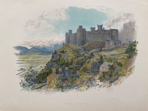 Stampa antica 1890 castello - antica, 1890;
