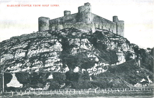 1910s postcard harlech - postcard, castle